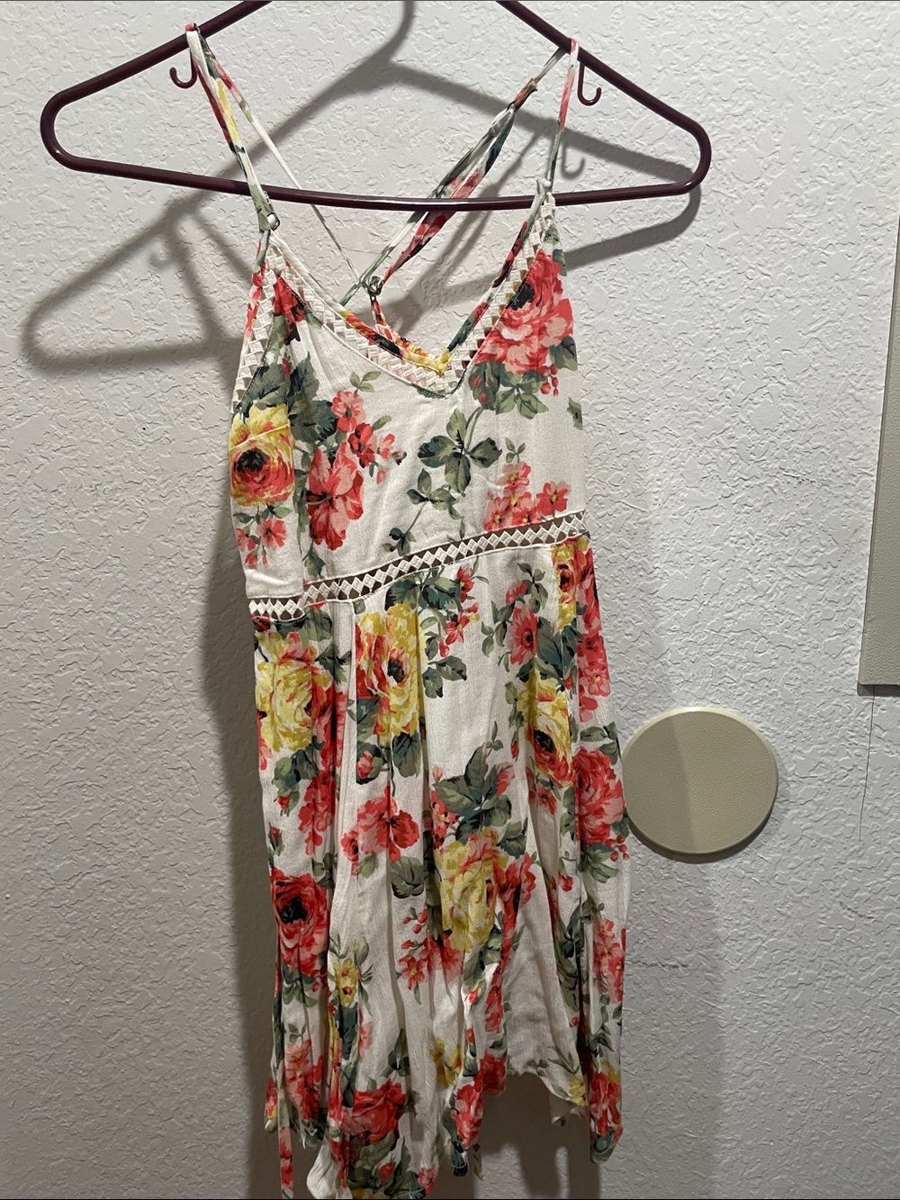 Abercrombie & Fitch White Mini Dress with Yellow & Pink Floral Print